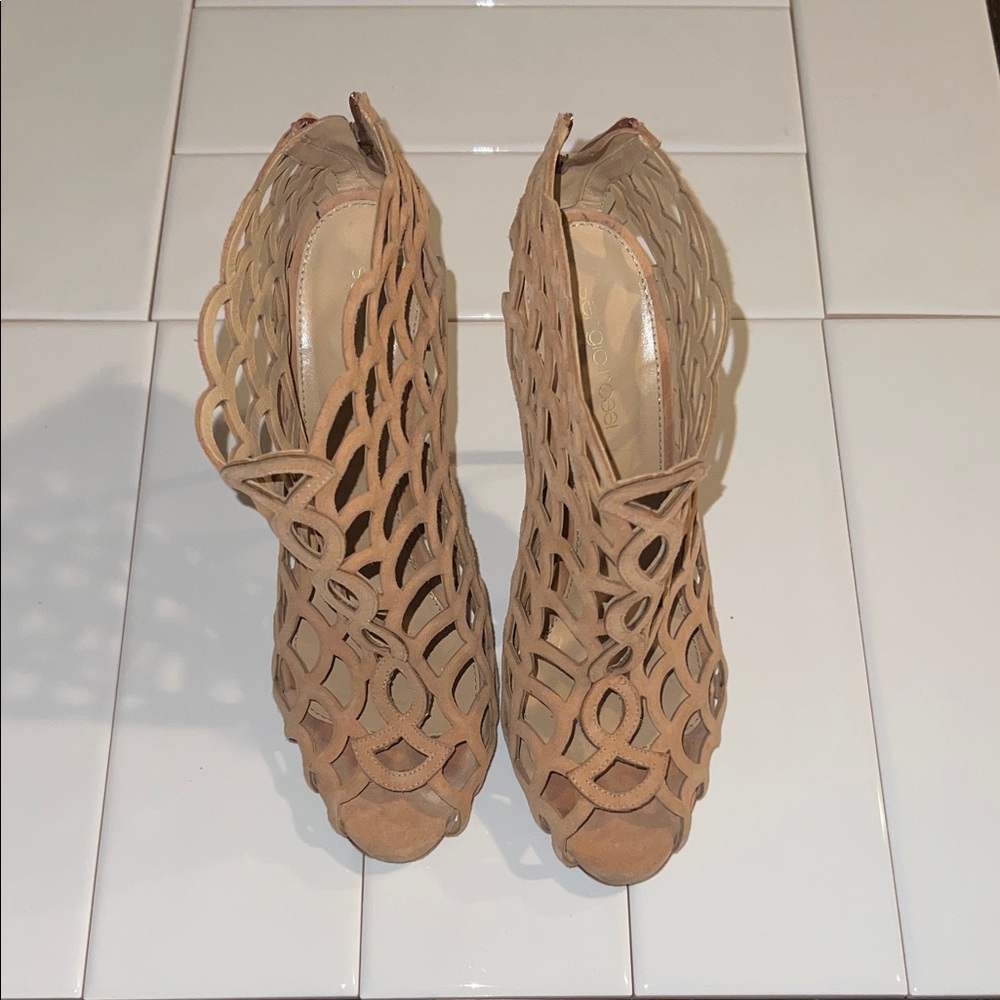Sergio Rossi Beige Cutout Heels
